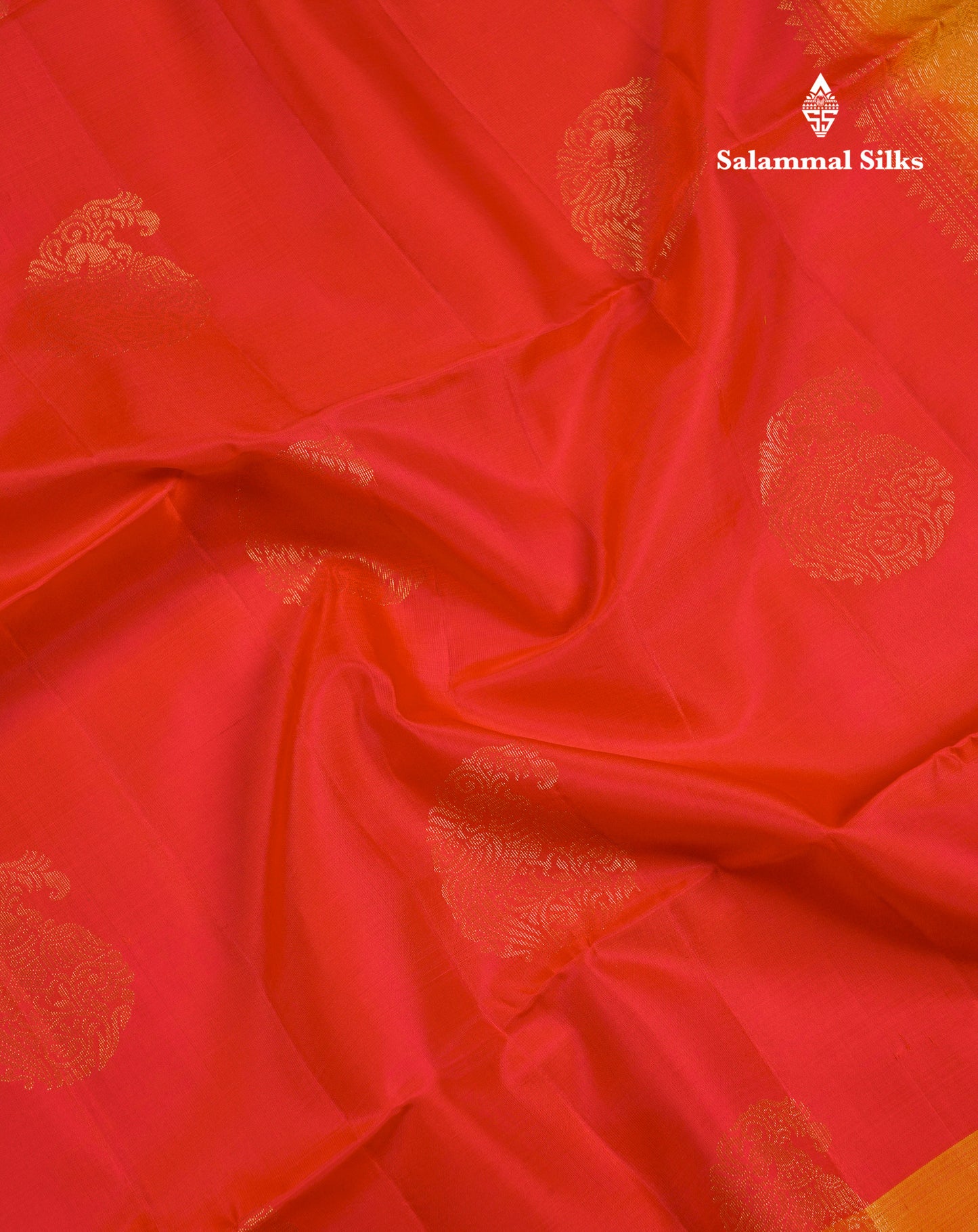 Beautiful Dual Tone Red Pure Mix Kanjivaram Soft Silk Saree With Contrast Orange Fancy Border
