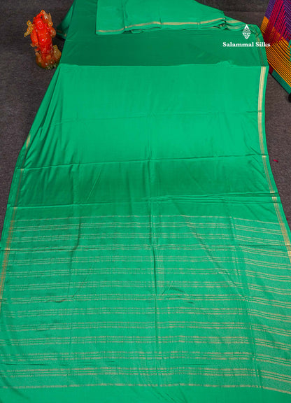 Semi Mysore Silk Saree - Sea Green Colour Body Plain With Small Border 