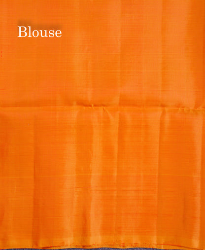 Beautiful Dual Tone Red Pure Mix Kanjivaram Soft Silk Saree With Contrast Orange Fancy Border