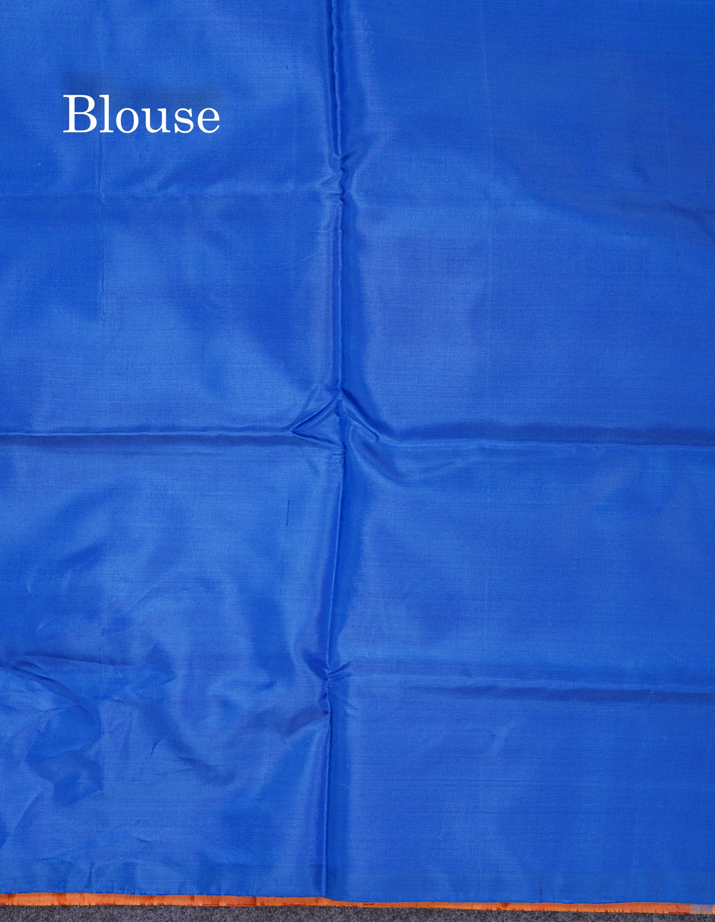 Orange Thread work Buttas Banana Pinth Saree (Vaazhainaar Pattu) With Contrast Royal Blue Blouse