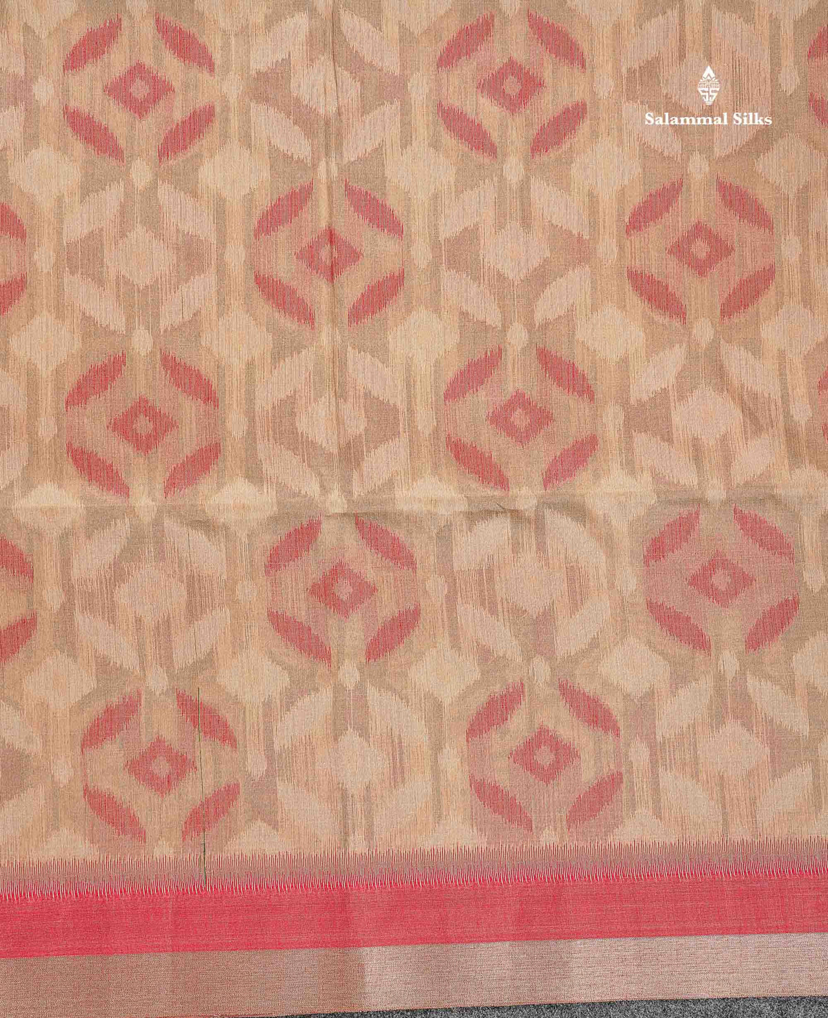 Cotton Mix Saree - Sandal Colour Body With Contrast Tomato Red Blouse