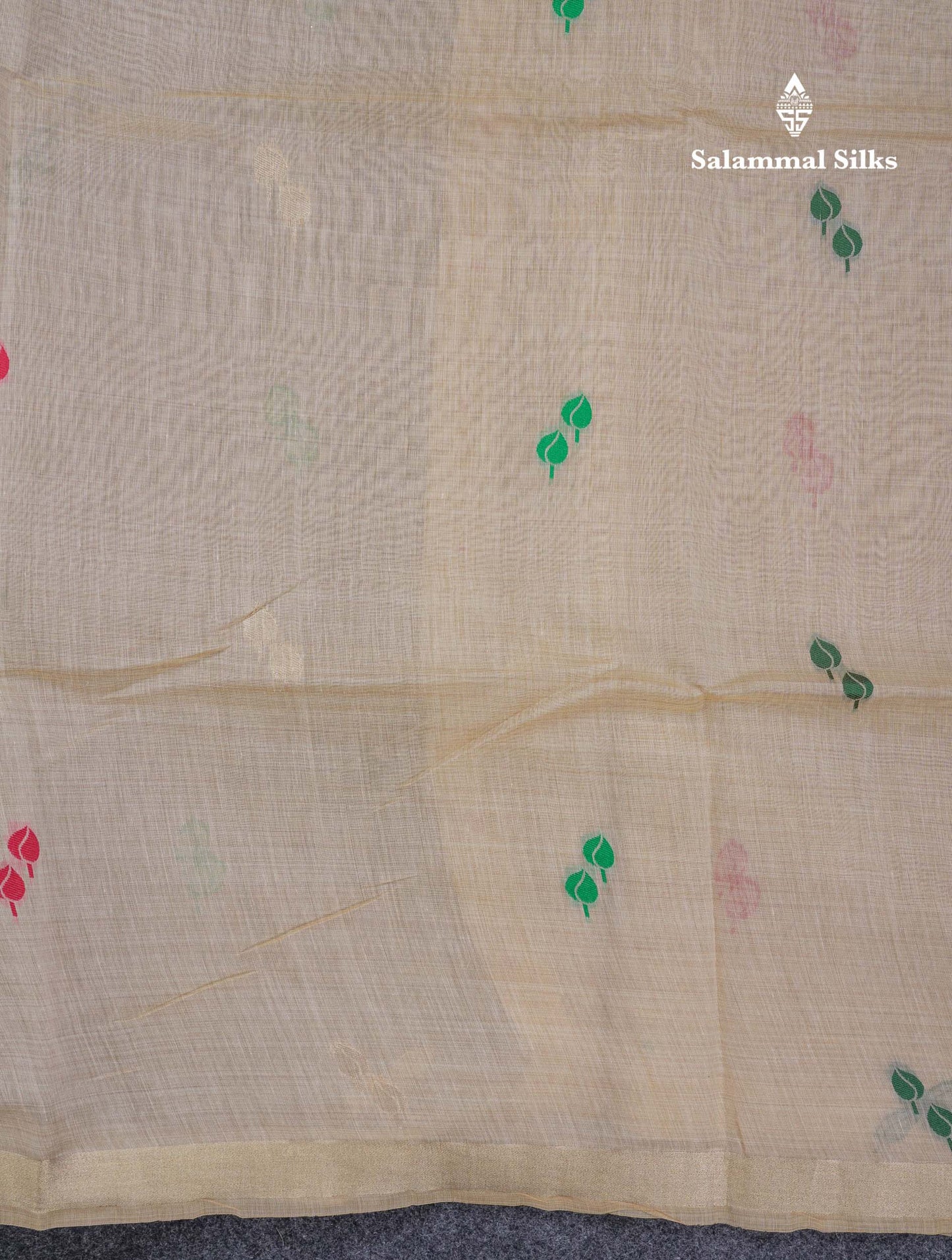 Beautiful Cream Sandal Menakari Work Muga Cotton Saree With Blouse