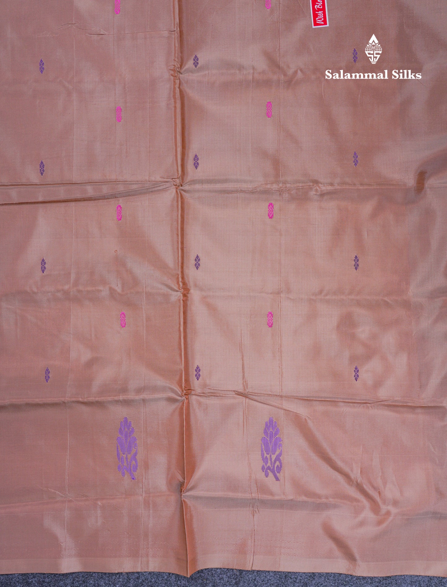 Dark Purple Thread work Buttas Banana Pinth Saree (Vaazhainaar Pattu) With Contrast Chocolate Blouse