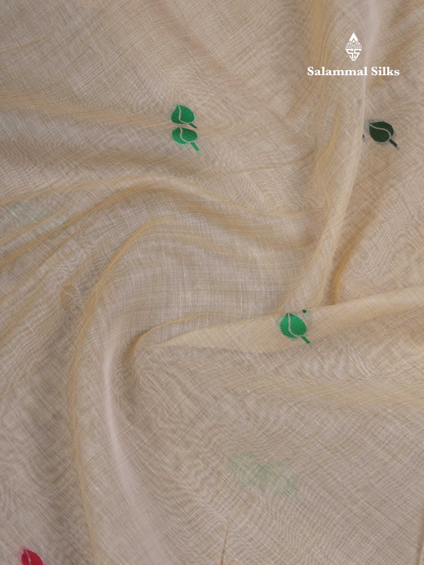 Beautiful Cream Sandal Menakari Work Muga Cotton Saree With Blouse