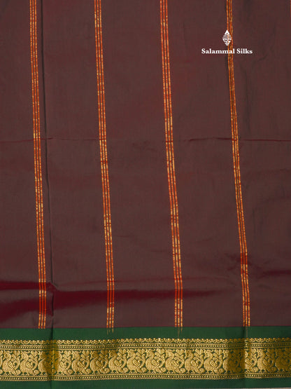 9.5 Yards Semi Silk Saree Pink with Contrast Bottle Green Border