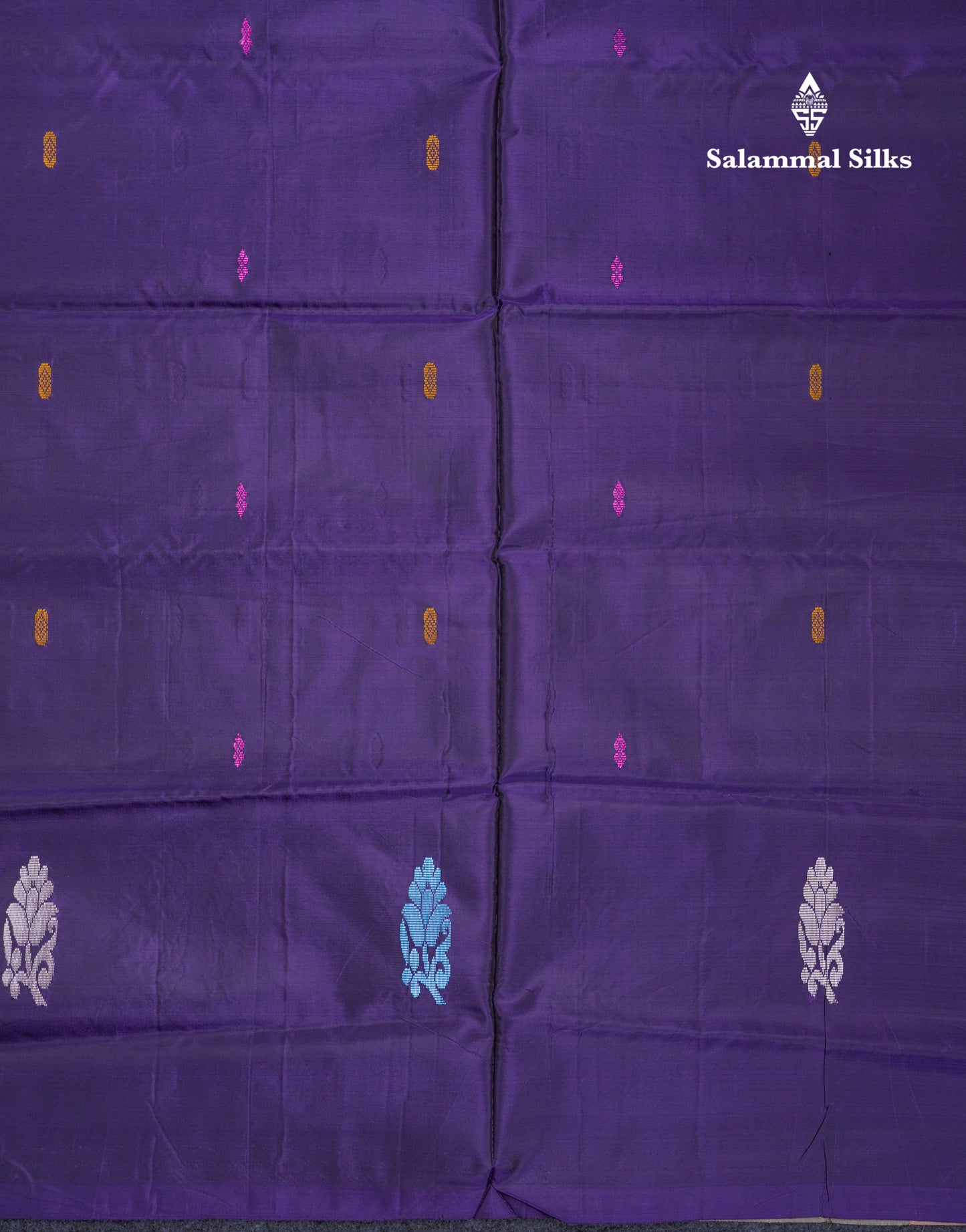Dark Purple Thread work Buttas Banana Pinth Saree (Vaazhainaar Pattu) With Contrast Chocolate Blouse