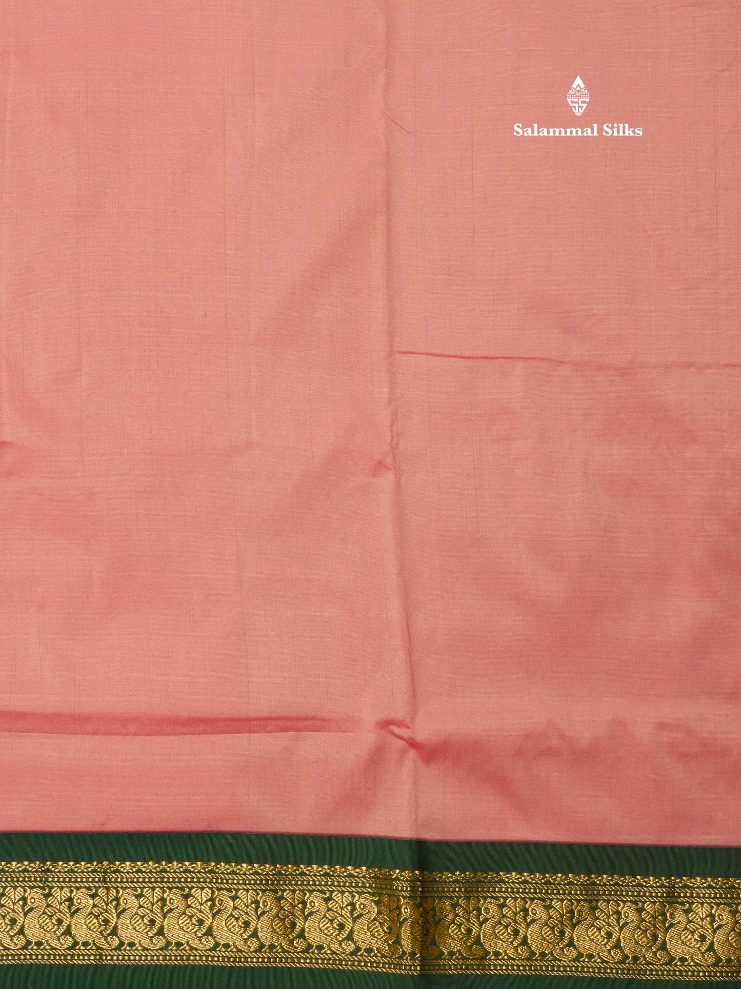 9.5 Yards Semi Silk Saree Pink with Contrast Bottle Green Border