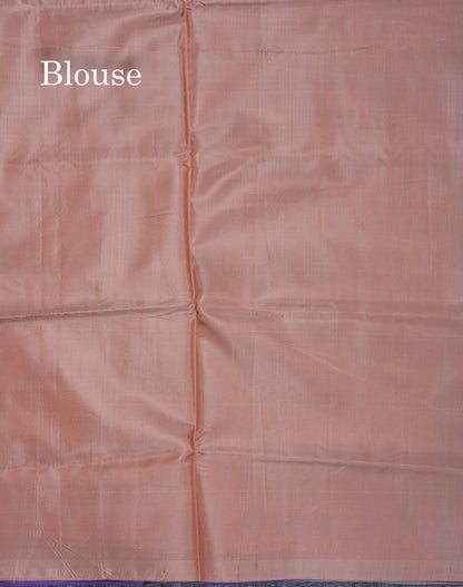 Dark Purple Thread work Buttas Banana Pinth Saree (Vaazhainaar Pattu) With Contrast Chocolate Blouse