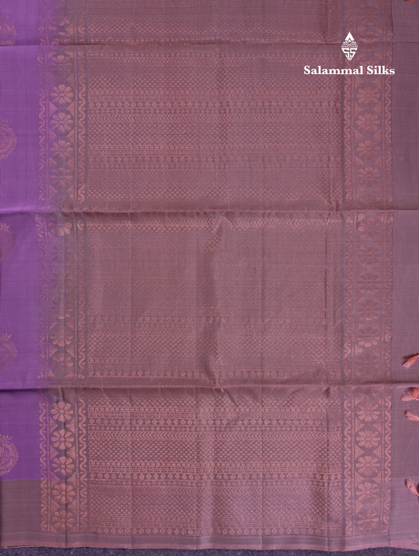Beautiful Light Violet Pure Mix Kanjivaram Soft Silk Saree With Contrast Light Chocolate Fancy Border