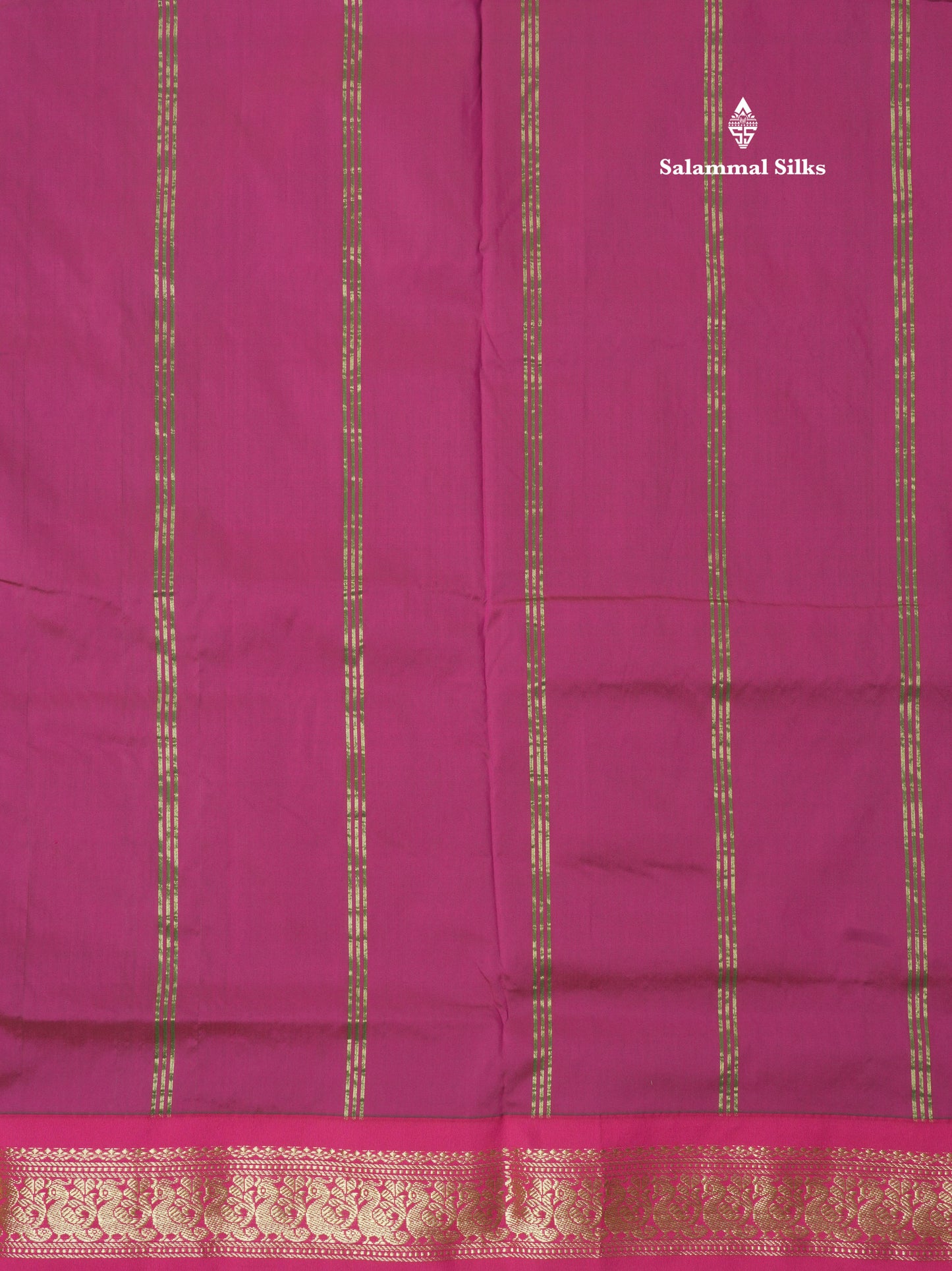 9.5 Yards Semi Silk Saree Bottle Green with Contrast Pink Border
