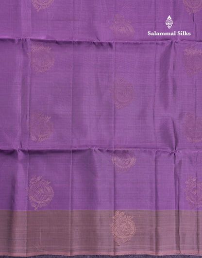 Beautiful Light Violet Pure Mix Kanjivaram Soft Silk Saree With Contrast Light Chocolate Fancy Border