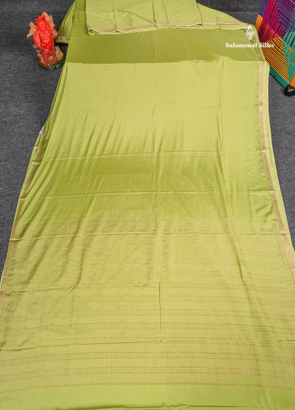 Semi Mysore Silk Saree - Pista Green Colour Body Plain With Small Border 