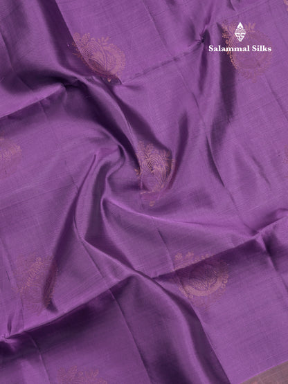 Beautiful Light Violet Pure Mix Kanjivaram Soft Silk Saree With Contrast Light Chocolate Fancy Border