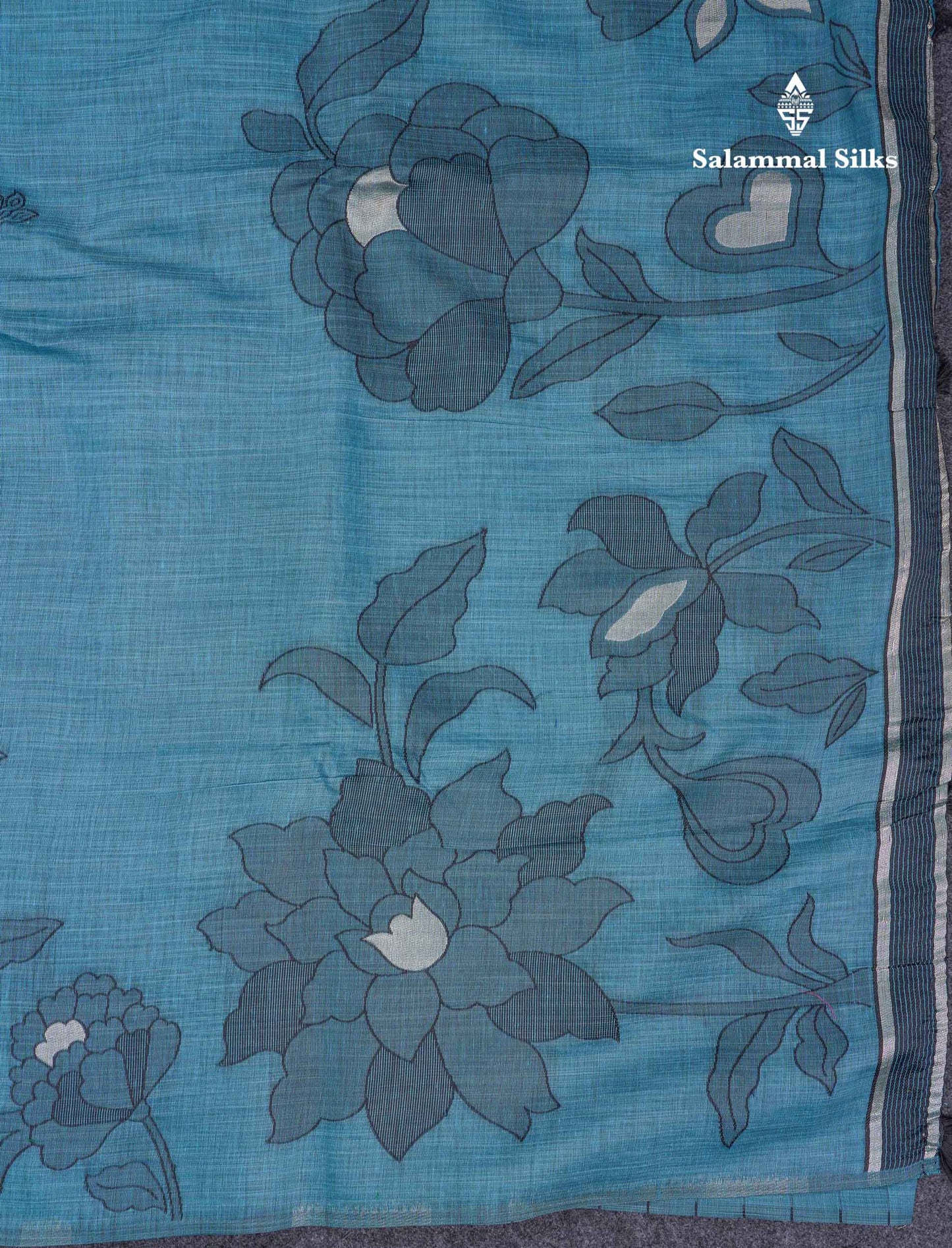 Beautiful Ramar Blue Cotton Mix Saree With Fancy Border
