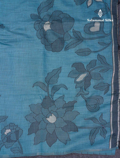 Beautiful Ramar Blue Cotton Mix Saree With Fancy Border