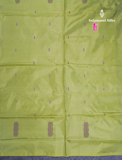 Pink Thread work Buttas Banana Pinth Saree (Vaazhainaar Pattu) With Contrast Parrot Green Blouse
