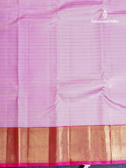Light Pink Beautiful Bridal Pure Kanjivaram Silk Saree 2G Zari With Traditional Korvai Pink Border