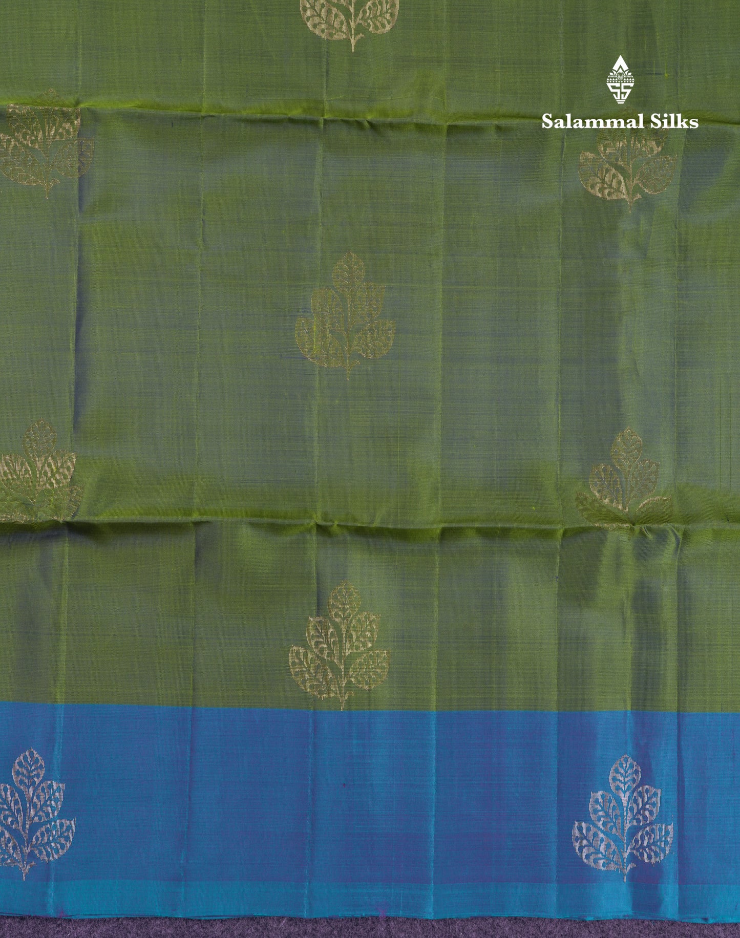 Beautiful Green PureMix Kanjivaram Soft Silk Saree With Contrast Dual Tone Peacock Blue Fancy Border