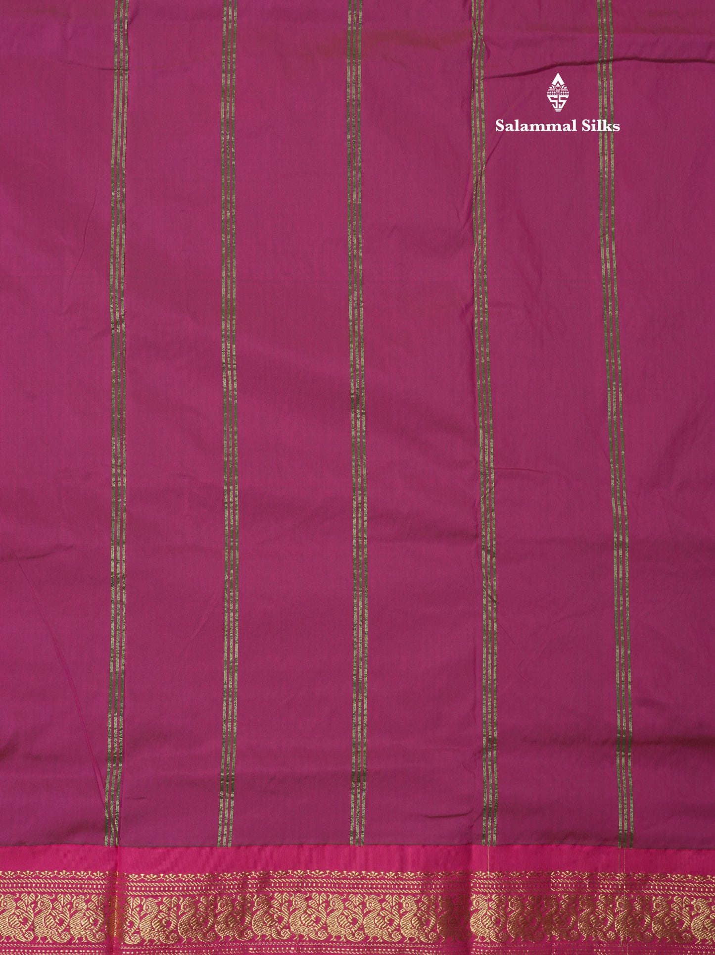 9.5 Yards Semi Silk Saree Bottle Green with Contrast Pink Border