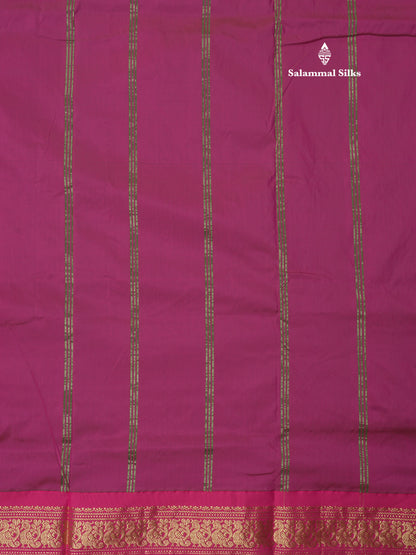 9.5 Yards Semi Silk Saree Bottle Green with Contrast Pink Border