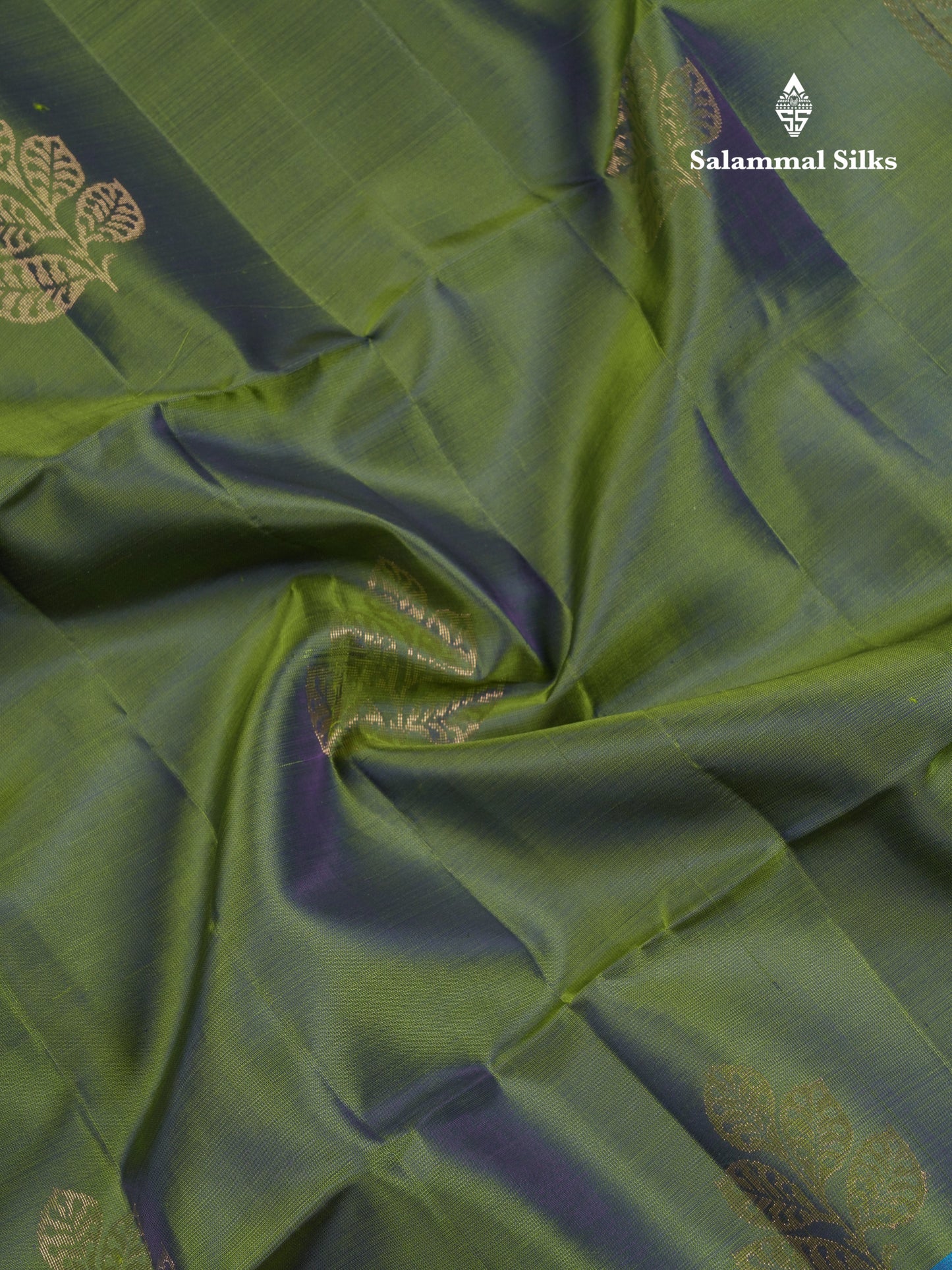 Beautiful Green PureMix Kanjivaram Soft Silk Saree With Contrast Dual Tone Peacock Blue Fancy Border