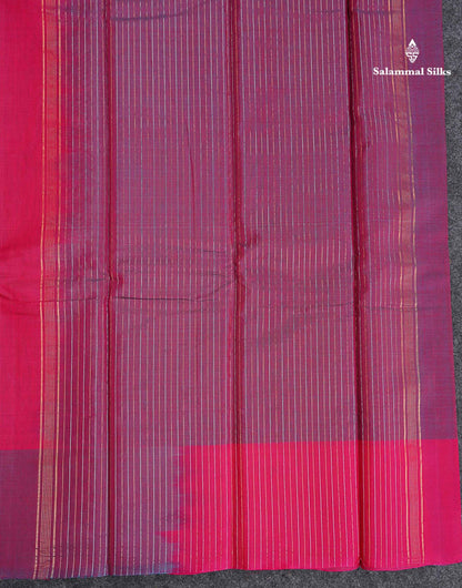 SICO Cotton Saree - Pink Colour Plain Body With Dual Tone Blue One Side Fancy Border