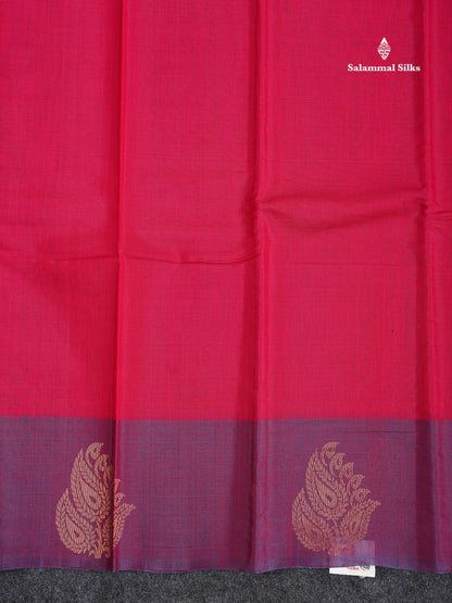 SICO Cotton Saree - Pink Colour Plain Body With Dual Tone Blue One Side Fancy Border