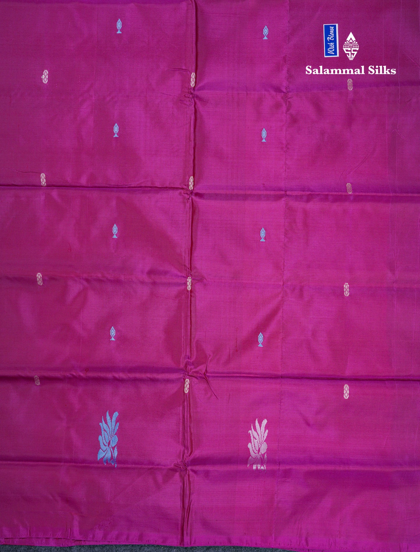 Sandal Thread work Buttas Banana Pinth Saree (Vaazhainaar Pattu) With Contrast Magenta Pink Blouse
