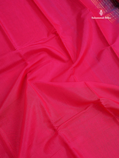 SICO Cotton Saree - Pink Colour Plain Body With Dual Tone Blue One Side Fancy Border