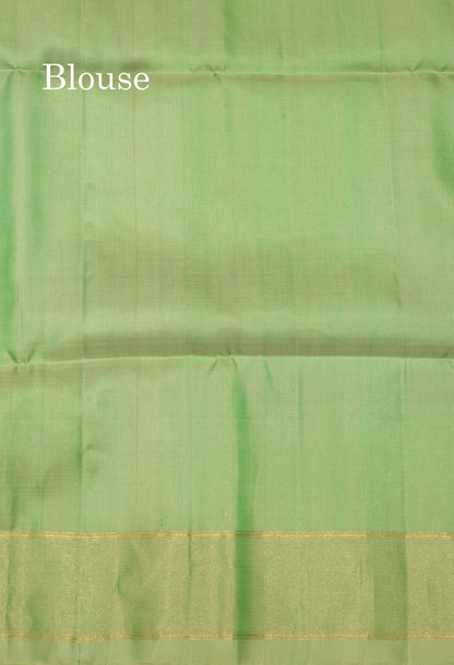 Light Green Colour Pure Kanjivaram Soft Silk Saree With Elaichi Green Border