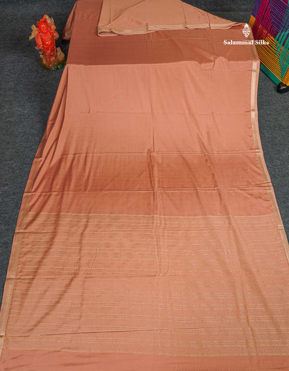 Semi Mysore Silk Saree - Chocolate Brown Colour Body Plain With Small Border 