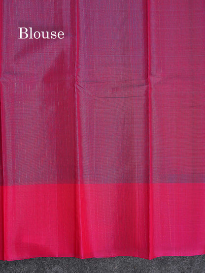 SICO Cotton Saree - Pink Colour Plain Body With Dual Tone Blue One Side Fancy Border