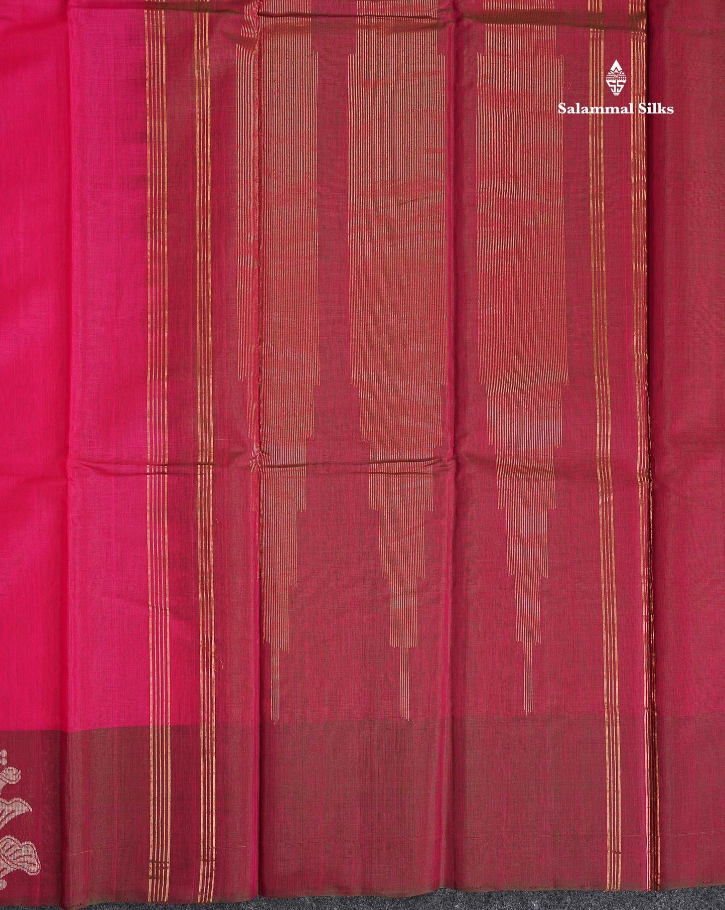 SICO Cotton Saree - Pink Colour Plain Body With Dual Tone Brown One Side Fancy Border