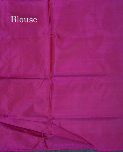 Sandal Thread work Buttas Banana Pinth Saree (Vaazhainaar Pattu) With Contrast Magenta Pink Blouse