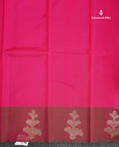 SICO Cotton Saree - Pink Colour Plain Body With Dual Tone Brown One Side Fancy Border