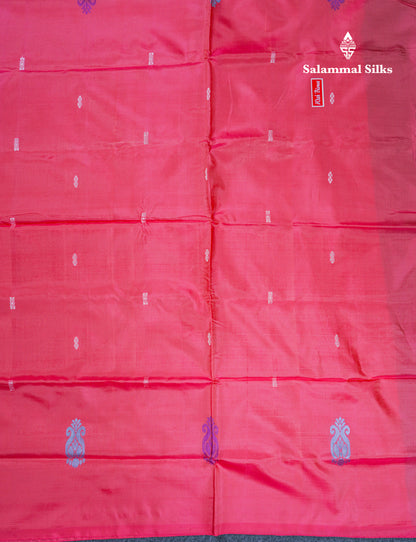 Army Green Thread work Buttas Banana Pinth Saree (Vaazhainaar Pattu) With Contrast Peach Pink Blouse