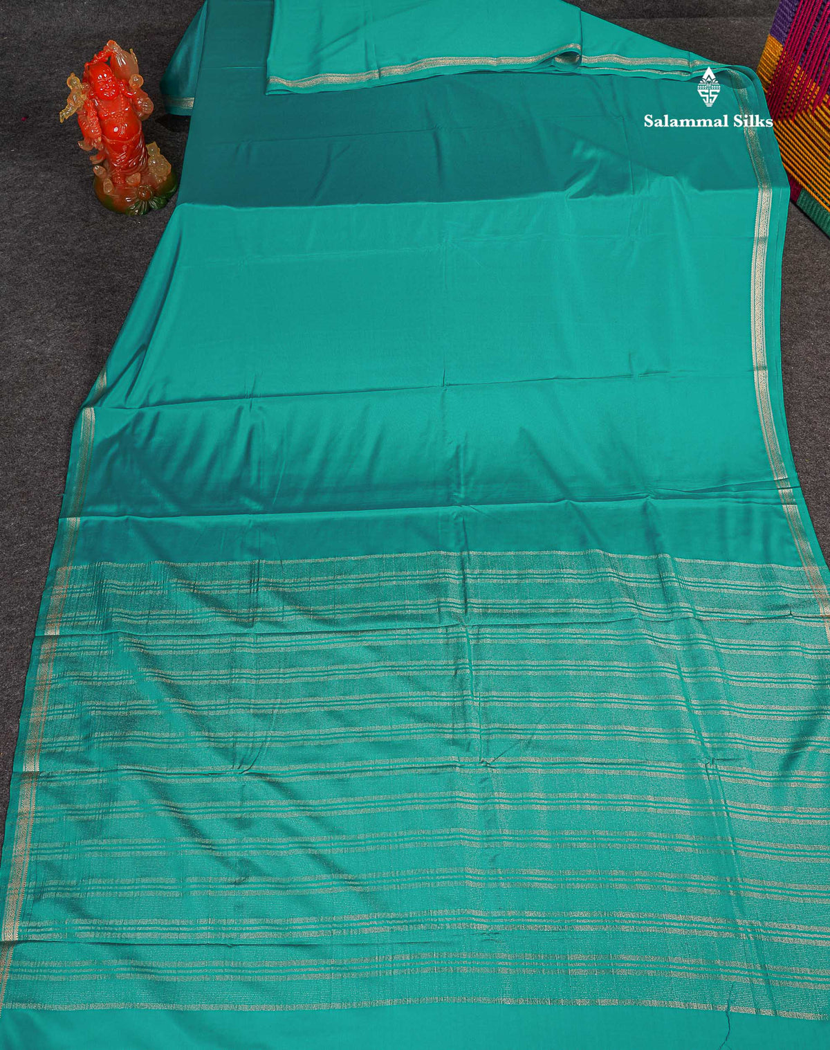 Semi Mysore Silk Saree - Sapphire Blue Colour Body Plain With Small Border 