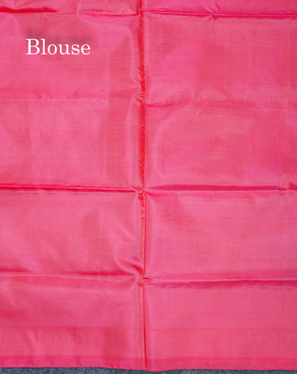 Army Green Thread work Buttas Banana Pinth Saree (Vaazhainaar Pattu) With Contrast Peach Pink Blouse