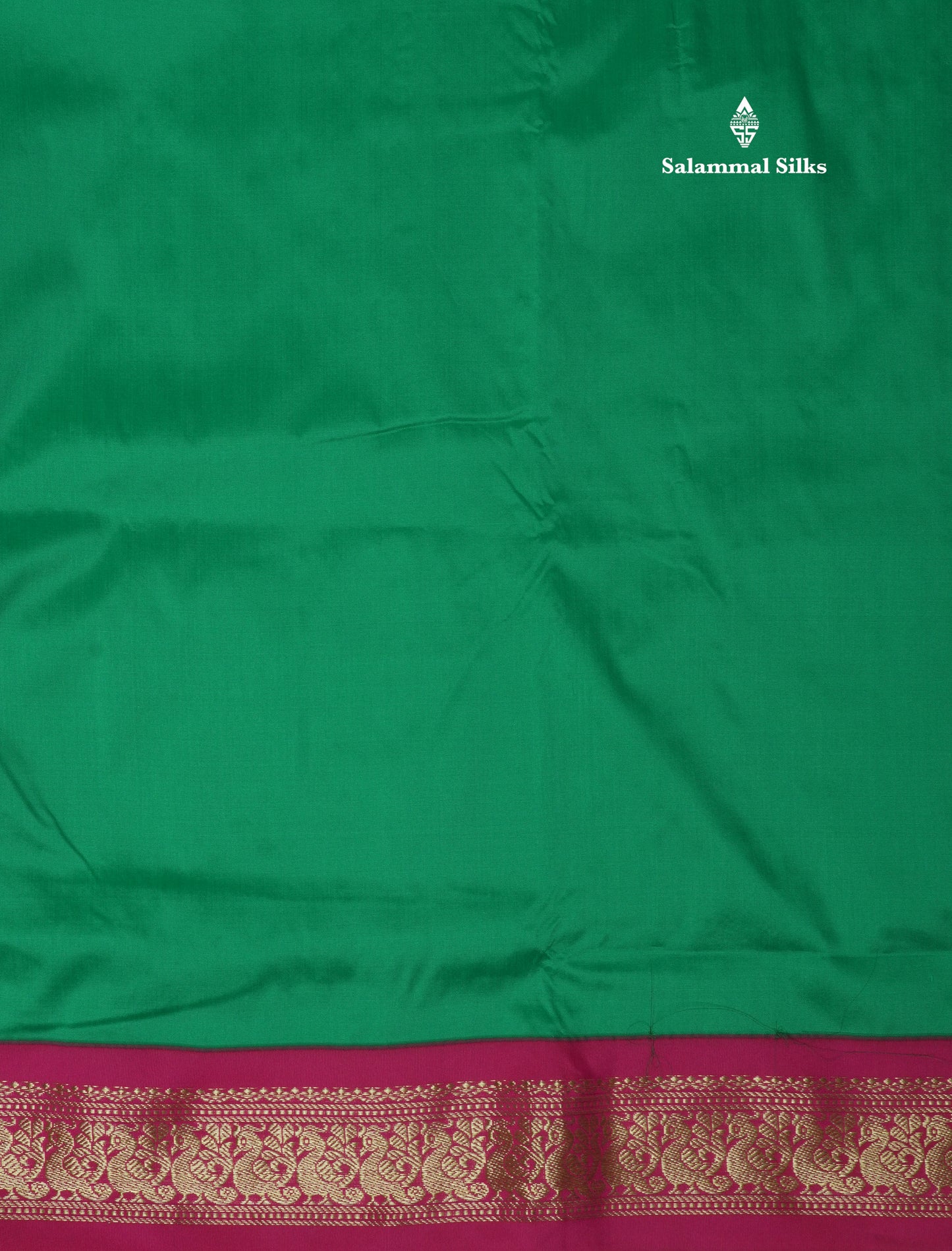 9.5 Yards Semi Silk Saree Bottle Green with Contrast Pink Border