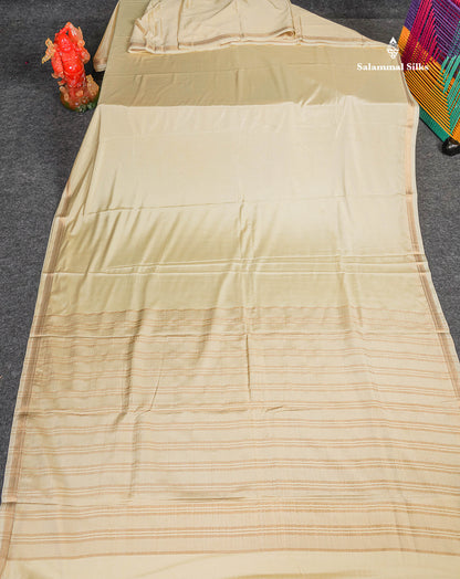 Semi Mysore Silk Saree - Half White Colour Body Plain With Small Border 