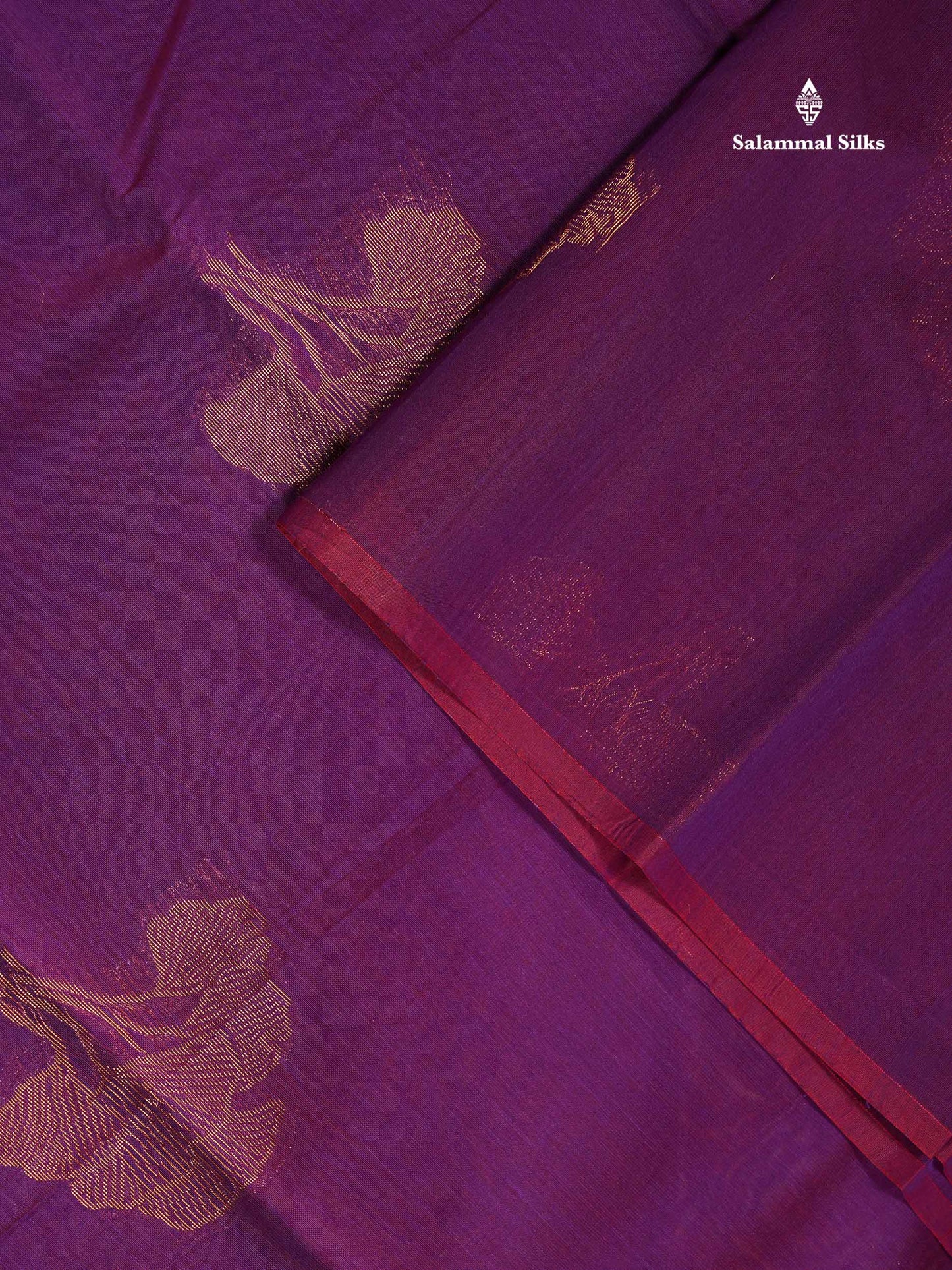SICO Cotton Saree - Dual Tone Purple Colour Body Copper Zari Butta With Pink Blouse