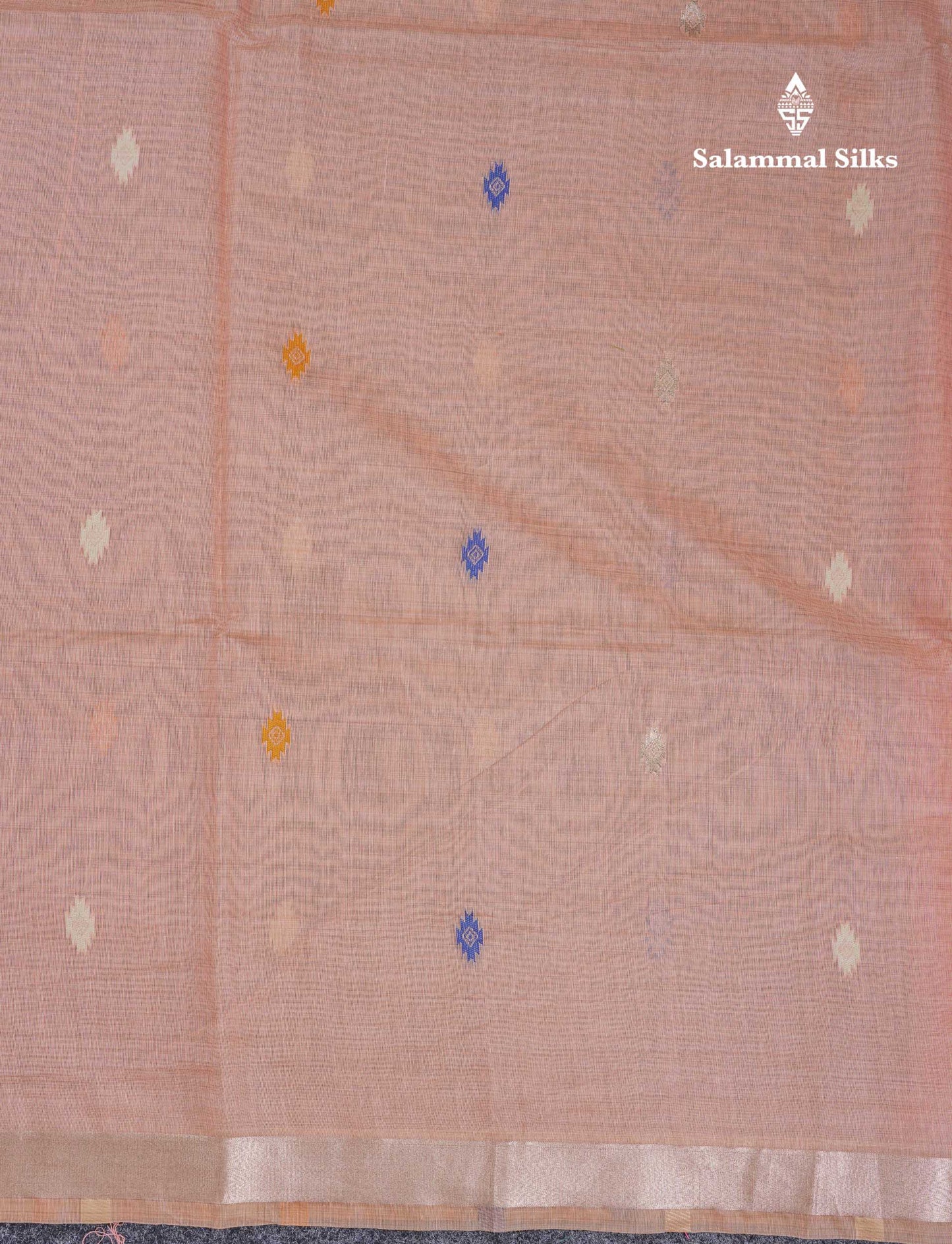 Beautiful Peach Menakari Work Muga Cotton Saree With Contrast Red Blouse