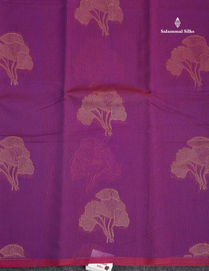 SICO Cotton Saree - Dual Tone Purple Colour Body Copper Zari Butta With Pink Blouse