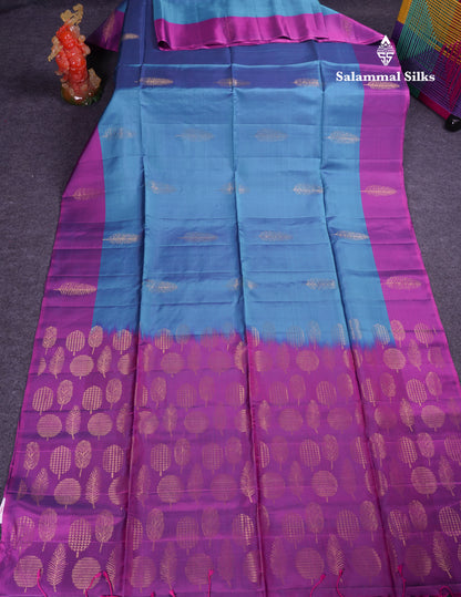 Beautiful Light Violet PureMix Kanjivaram Soft Silk Saree With Contrast Dark Purple Fancy Border