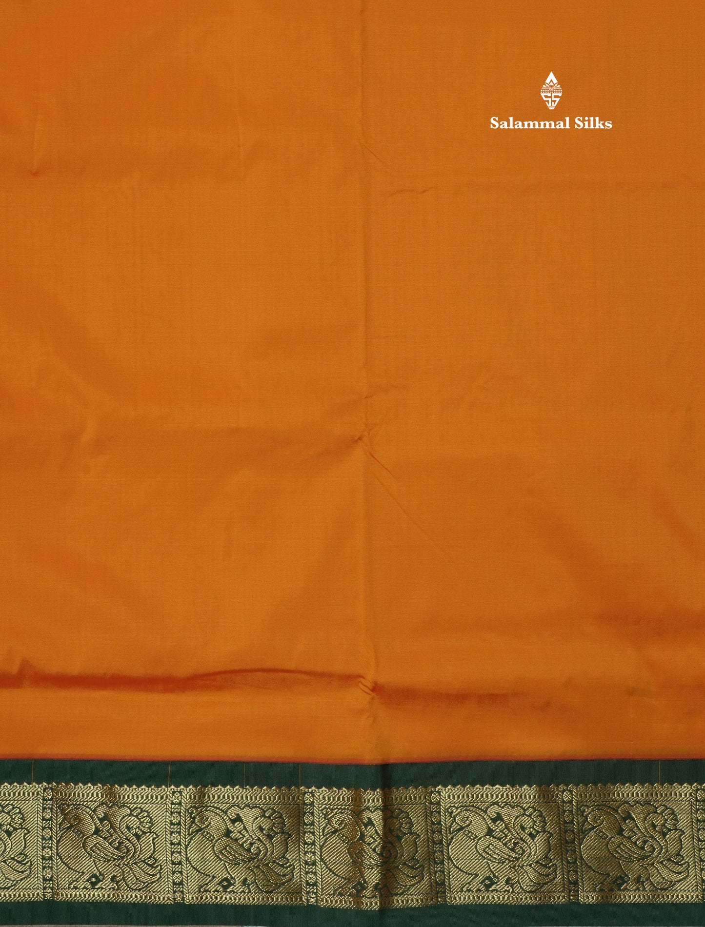 9.5 Yards Semi Silk Saree Mango Yellow with Contrast Bottle Green Traditional Border