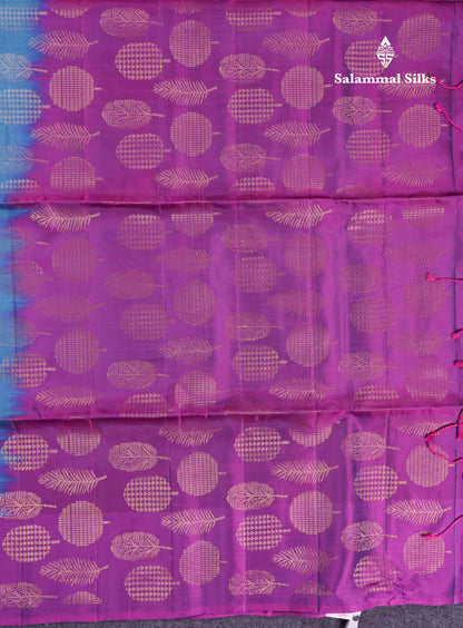 Beautiful Light Violet PureMix Kanjivaram Soft Silk Saree With Contrast Dark Purple Fancy Border