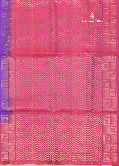 Violet Colour Pure Kanjivaram Soft Silk Saree With Magenta Border