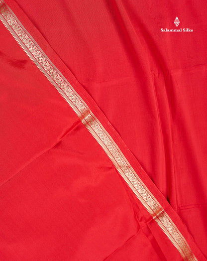 Semi Mysore Silk Saree - Pink Colour Body Plain With Small Border