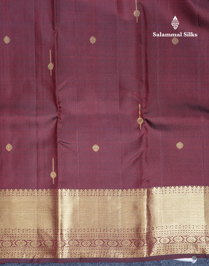 Maroon Beautiful Small Buttas Pure Kanjivaram Silk Saree With Self Border