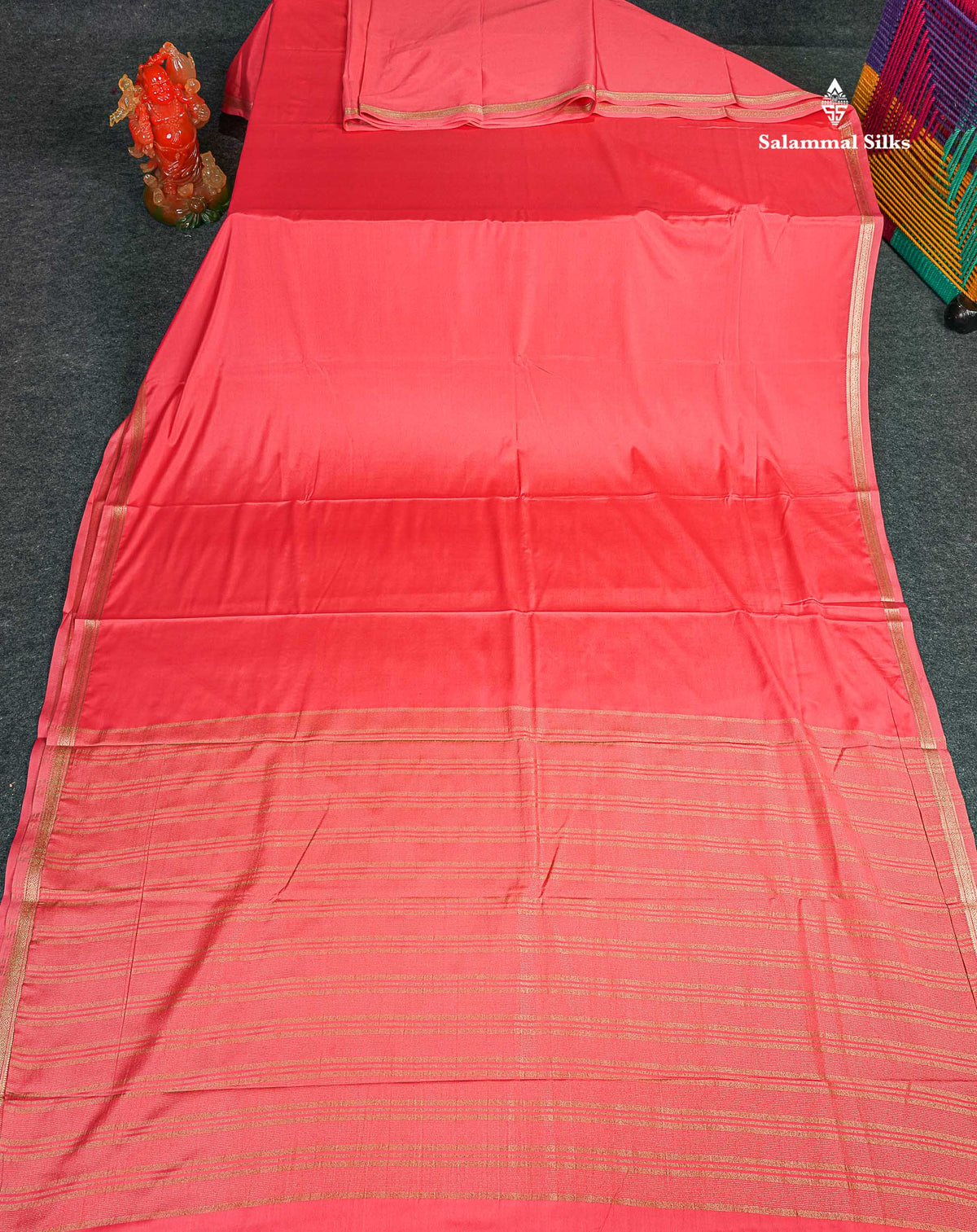 Semi Mysore Silk Saree - Pink Colour Body Plain With Small Border 